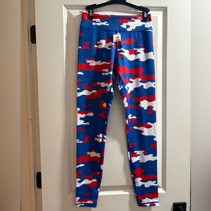 Women’s Camo Leggings - Blue, Red, and White